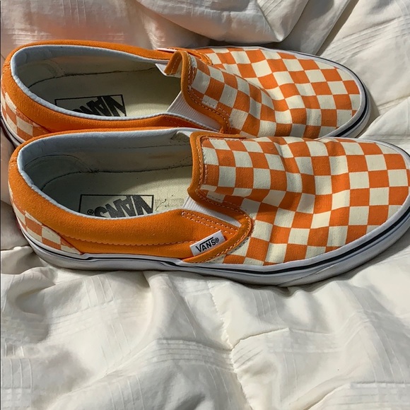 orange checkered vans